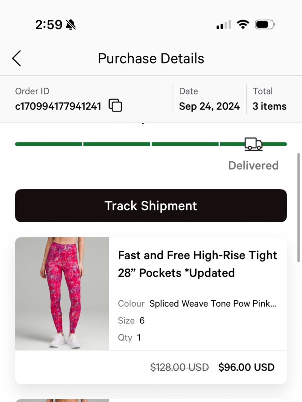 lululemon athletica Fast and Free High-Rise Tight 28" in Pink Spliced Weave